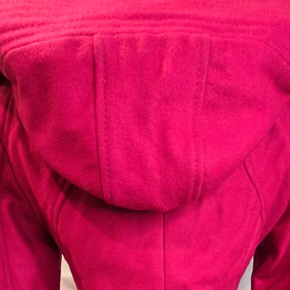 Guess Womens Hooded Lined Wool Blend Coat Zip/Toggle Close Fuchsia Size S NWOT - Picture 8 of 14